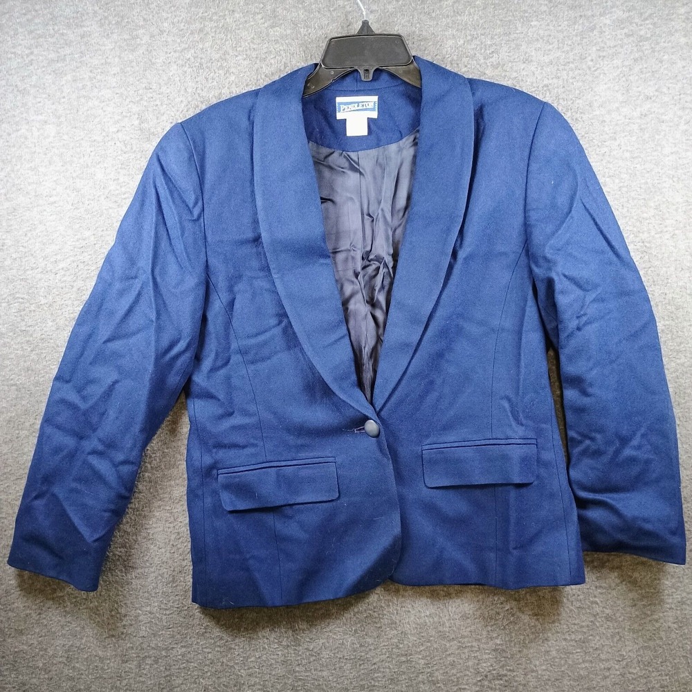Pendleton Blazer Womens‎ 12 Navy Blue 100% Virgin Wool Sport Coat Made in USA